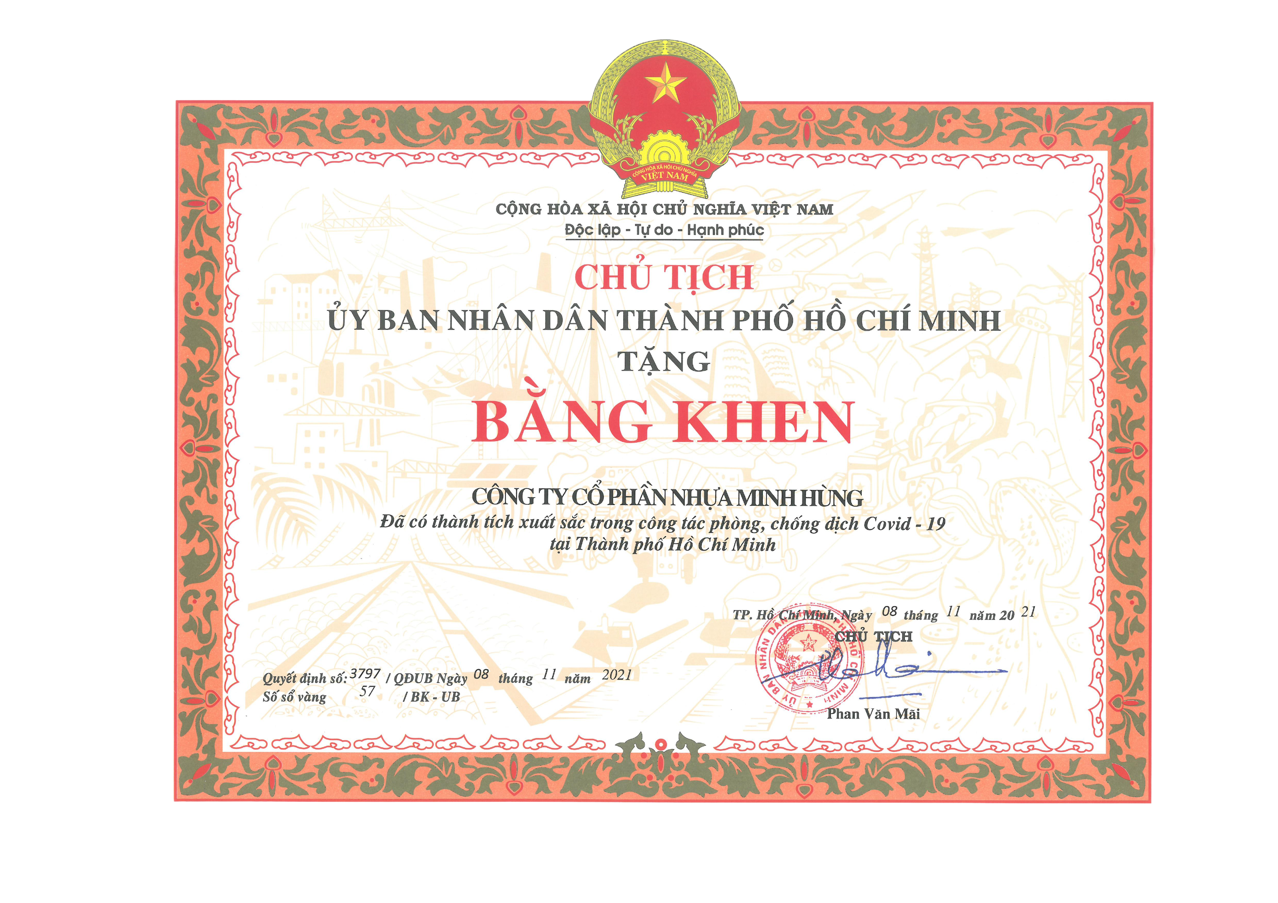 Giấy chứng nhận và giải thưởng của Minh Hùng